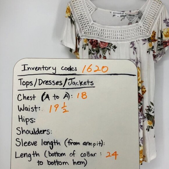 Warehouse  One NWT white floral flutter sleeve crochet boatneck t-shirt Medium - Picture 14 of 15